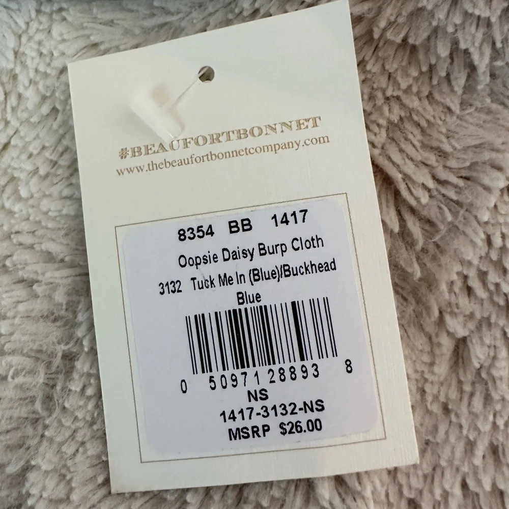 The Beaufort Bonnet Company Oopsie Daisy Burp Cloth Tuck Me In Blue NWT - Picture 5 of 5